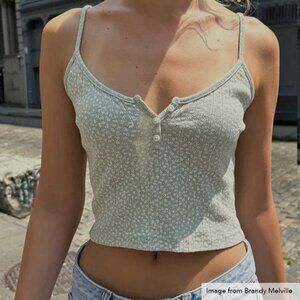 Brandy Melville Skylar Floral Crop Tank in Sage/White